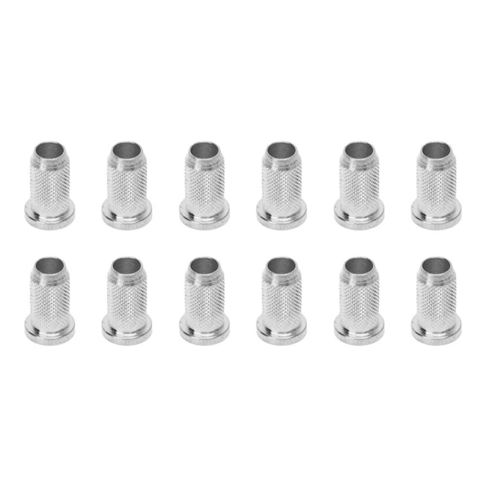 12PCS Guitar Bridge Body Through Ferrules Replacement Metal Electric Guitar String Bushings Silver