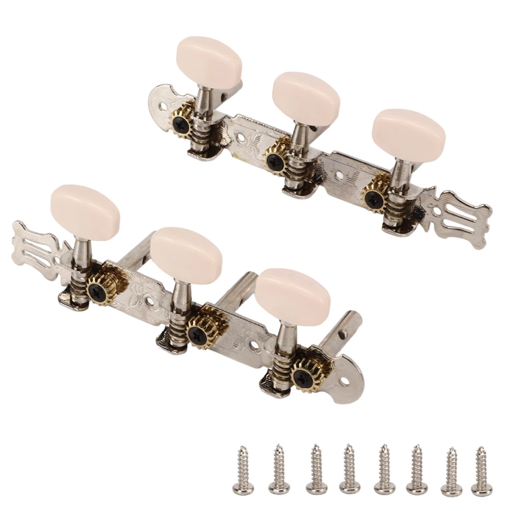 2Pcs String Tuning Key 3L 3R Metal Cream Color Button Acoustic Guitar Tuning Pegs