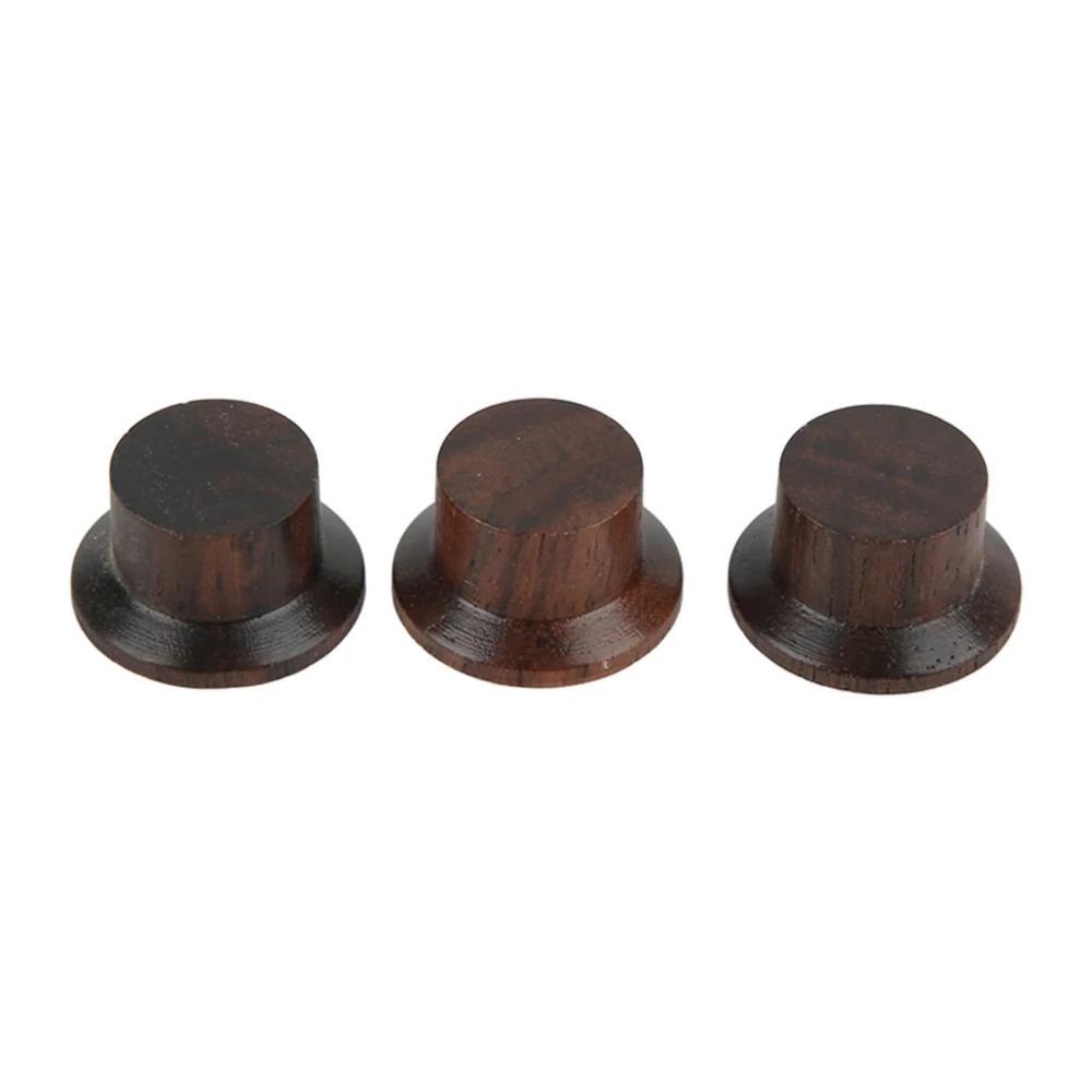3Pcs Guitar Knob Set Rosewood Odorless No Letters White Point Robust Wooden Guitar Control Knob Replacement