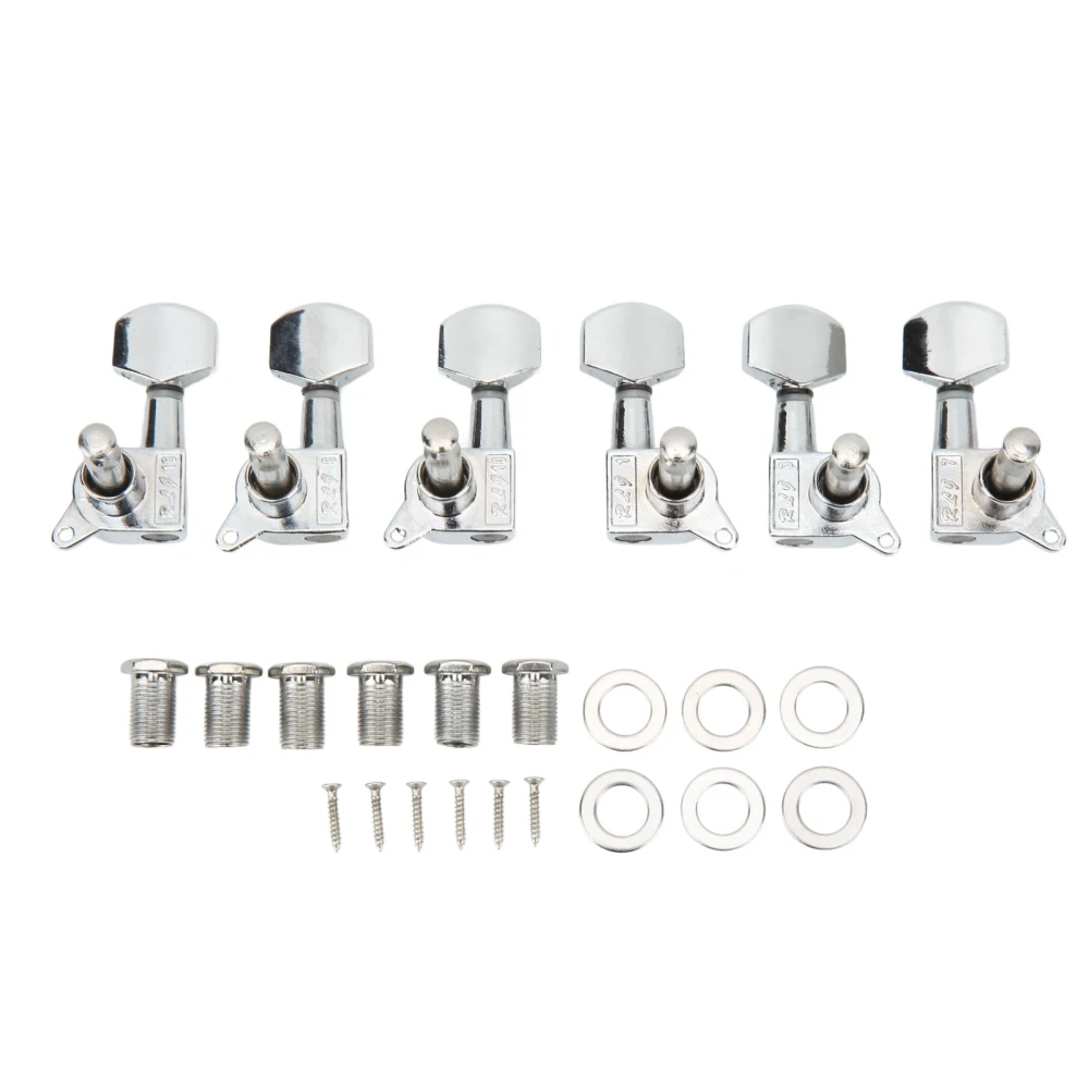 Small Square Fully Enclosed Locking Tuners 3L 3R Metal String Tuning Pegs Guitar Accessories Silver