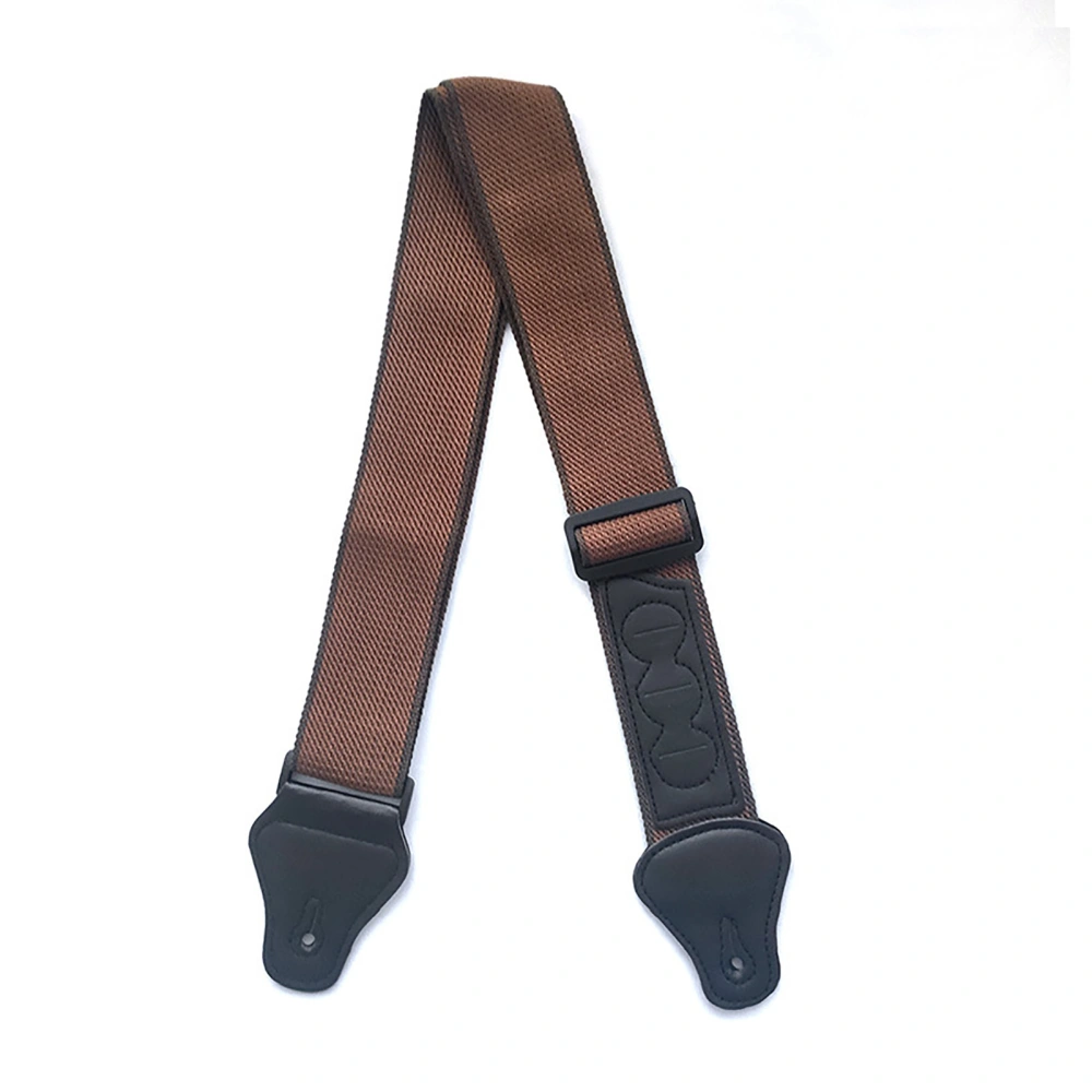 Guitar Strap Adjustable Hard Wearing Comfortable Cotton Guitar Strap Belt with Pick Pockets for Outdoor Travel Brown