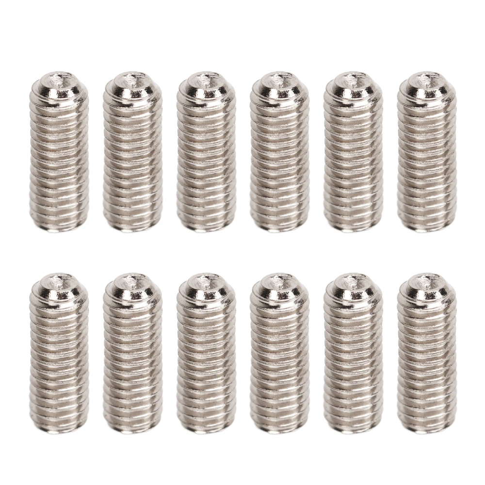 12Pcs Saddle Height Screws Metal Adjustment Set Electric Guitar Bridge Parts Accessories Silver