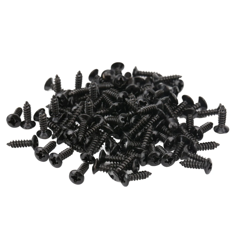 100PCS Guitar Pickguard Screws Metal Guard Plate Mounting Screw Electric Guitar Bass Accessories Black