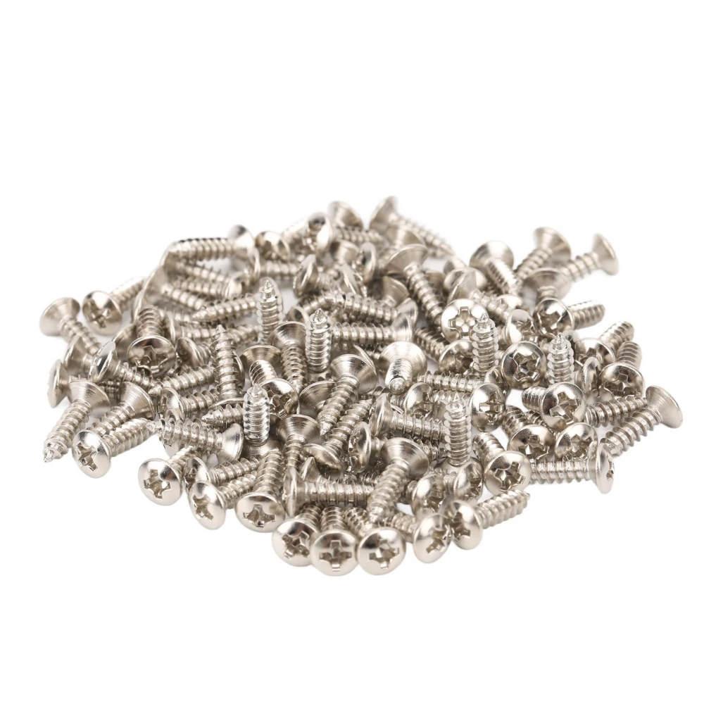 100PCS Guitar Pickguard Screws Metal Guard Plate Mounting Screw Electric Guitar Bass Accessories Silver