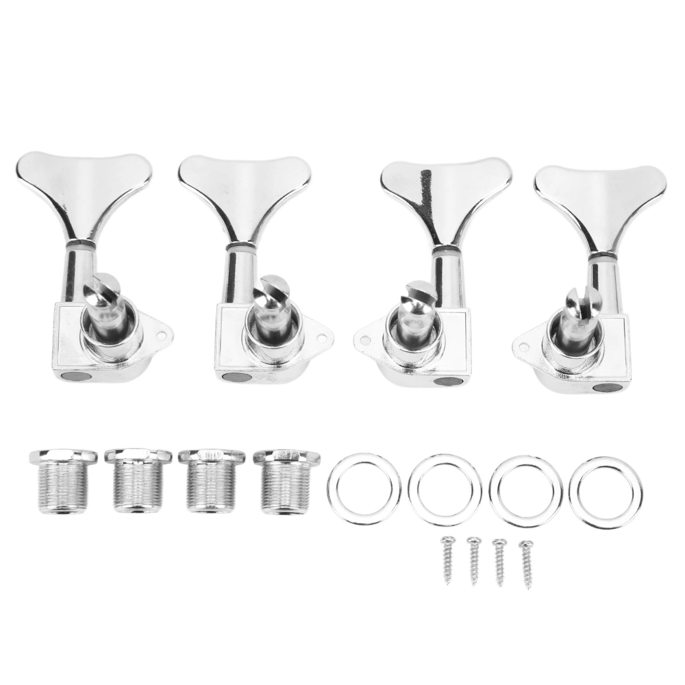 4Pcs String Tuning Key Metal Corrosion Resistance 2R2L Sealed Electric Bass Tuning Peg Silver