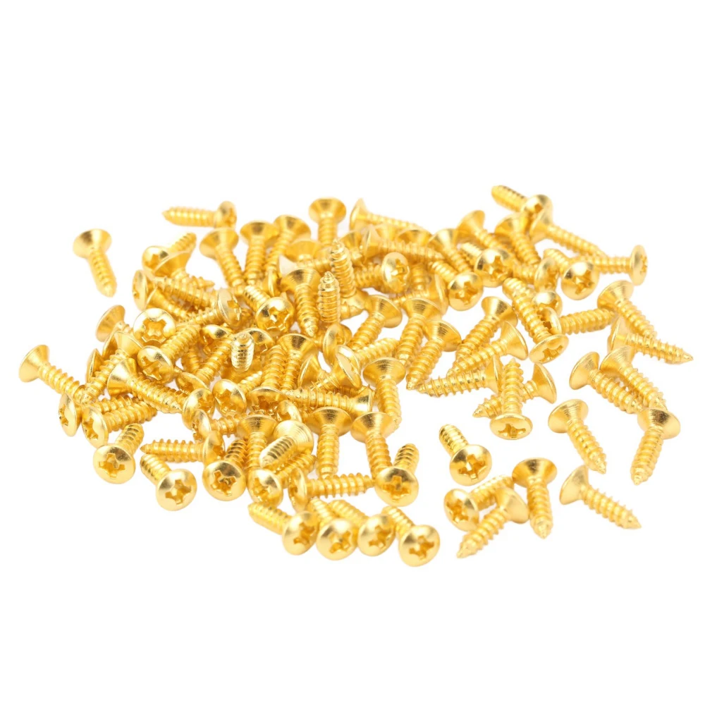 100PCS Guitar Pickguard Screws Metal Guard Plate Mounting Screw Electric Guitar Bass Accessories Gold