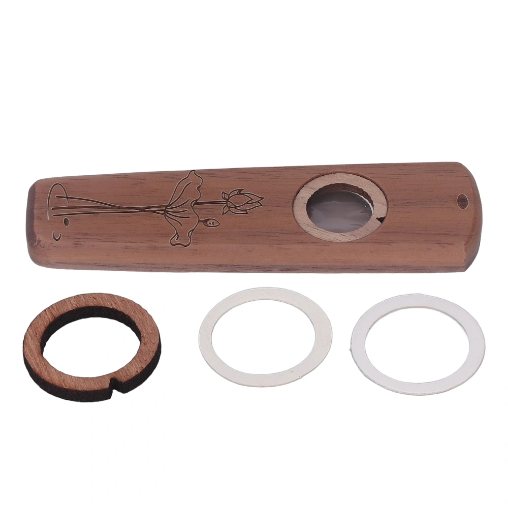 Wood Kazoo Flute Wooden Play Guitar Ukulele Accompaniment Harmonica Diaphragm Wind Instrument Walnut