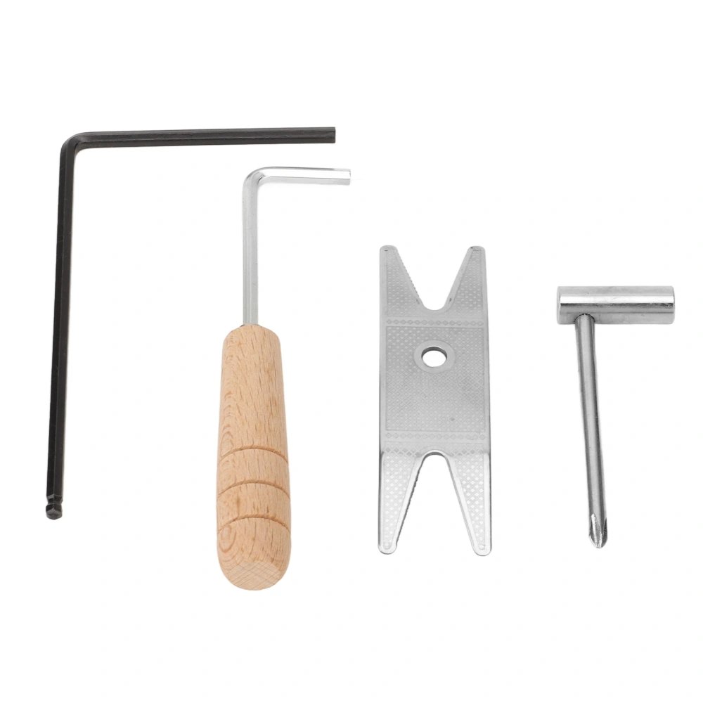 4Pcs Guitar Repairing Tool Set Wooden Handle Hex Guitar Wrench Knob Socket Wrench High Hardness