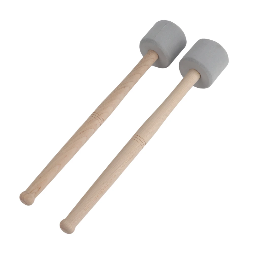 2PCS Bass Foam Drum Mallet Oak Handle EVA Foam Head Anti Slip Percussion Instrument Accessories Grey