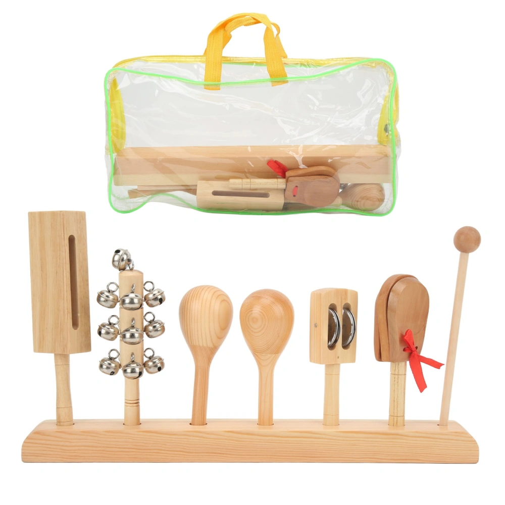 Kid Percussion Set Wooden Jingle Rattle Bell Castanets Musical Knock Stick Sand Hammer Kit