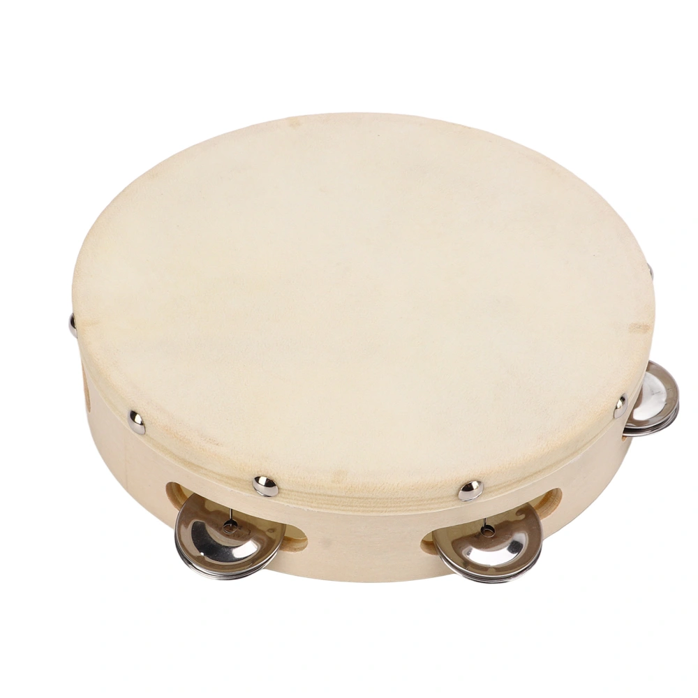 8in Wooden Hand Drum Portable Percussion Tambourine Children Educational Musical Instrument