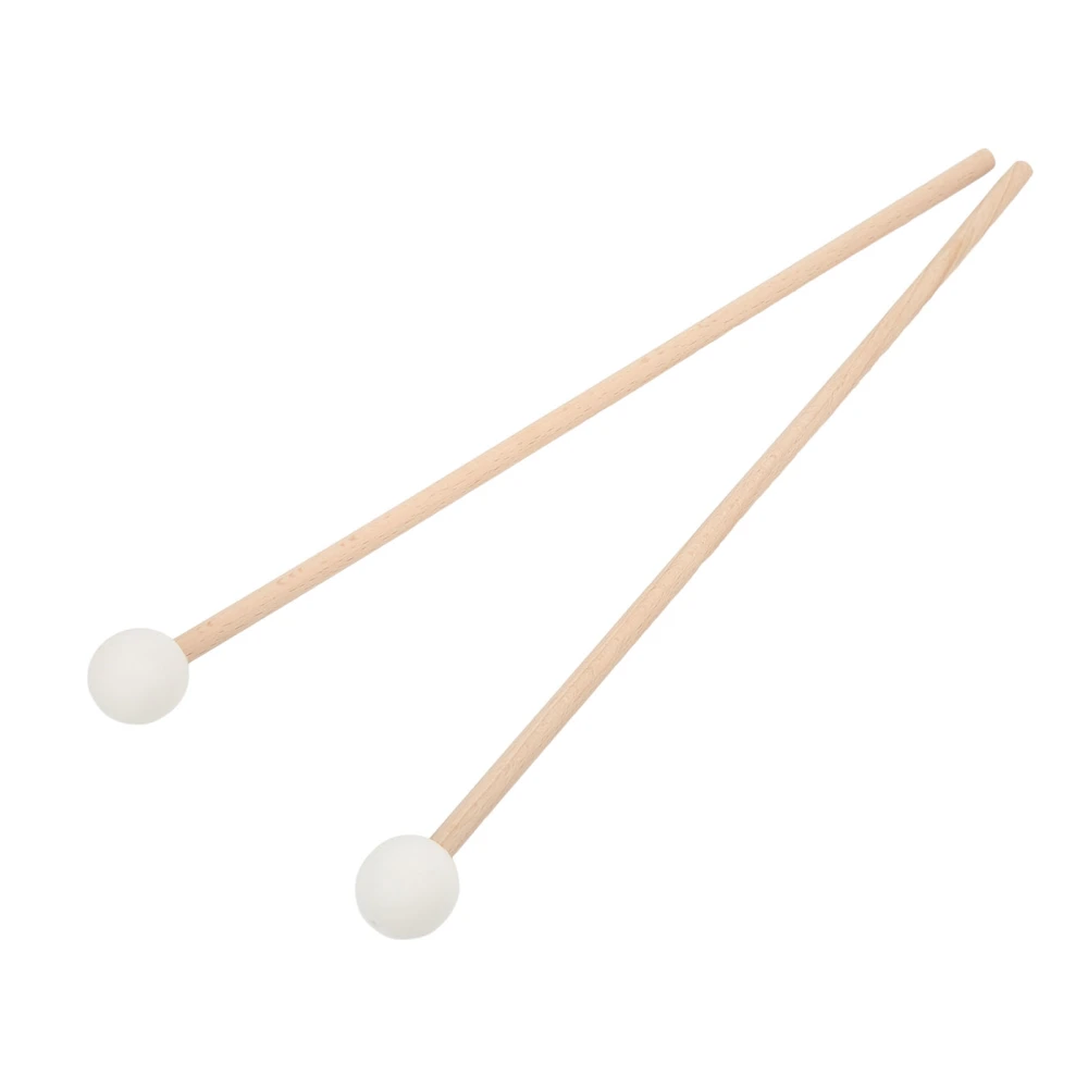 2PCS Bell Mallet Maple Handle Rubber Head Wonderful Sound Quality Xylophone Mallet for Marimba White