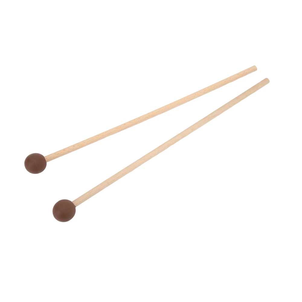 2PCS Bell Mallet Maple Handle Rubber Head Wonderful Sound Quality Xylophone Mallet for Marimba Brown