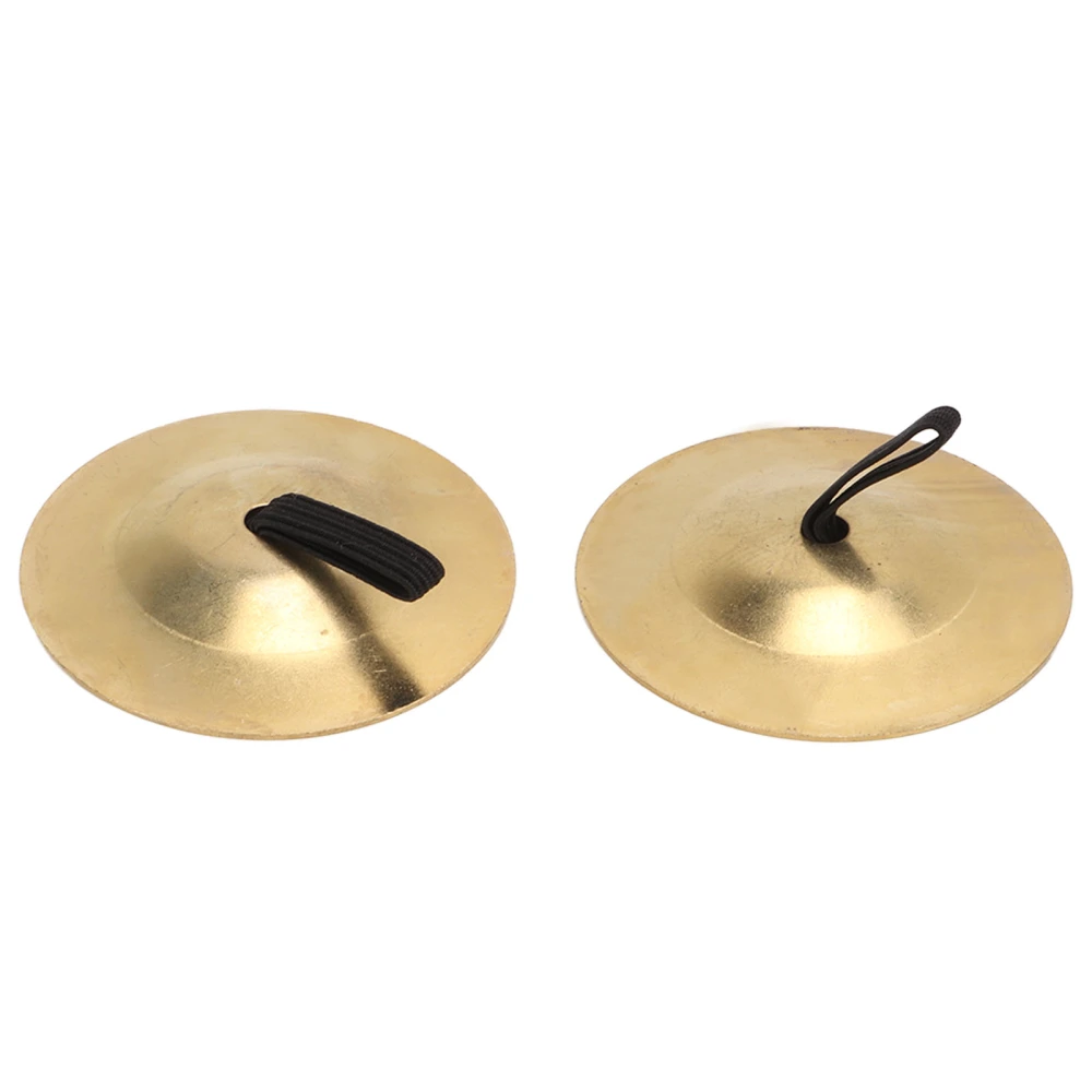 2Pcs Finger Cymbals Pure Copper Wear Resistant Easy Grip Finger Bell for Dance Party Holiday Gold