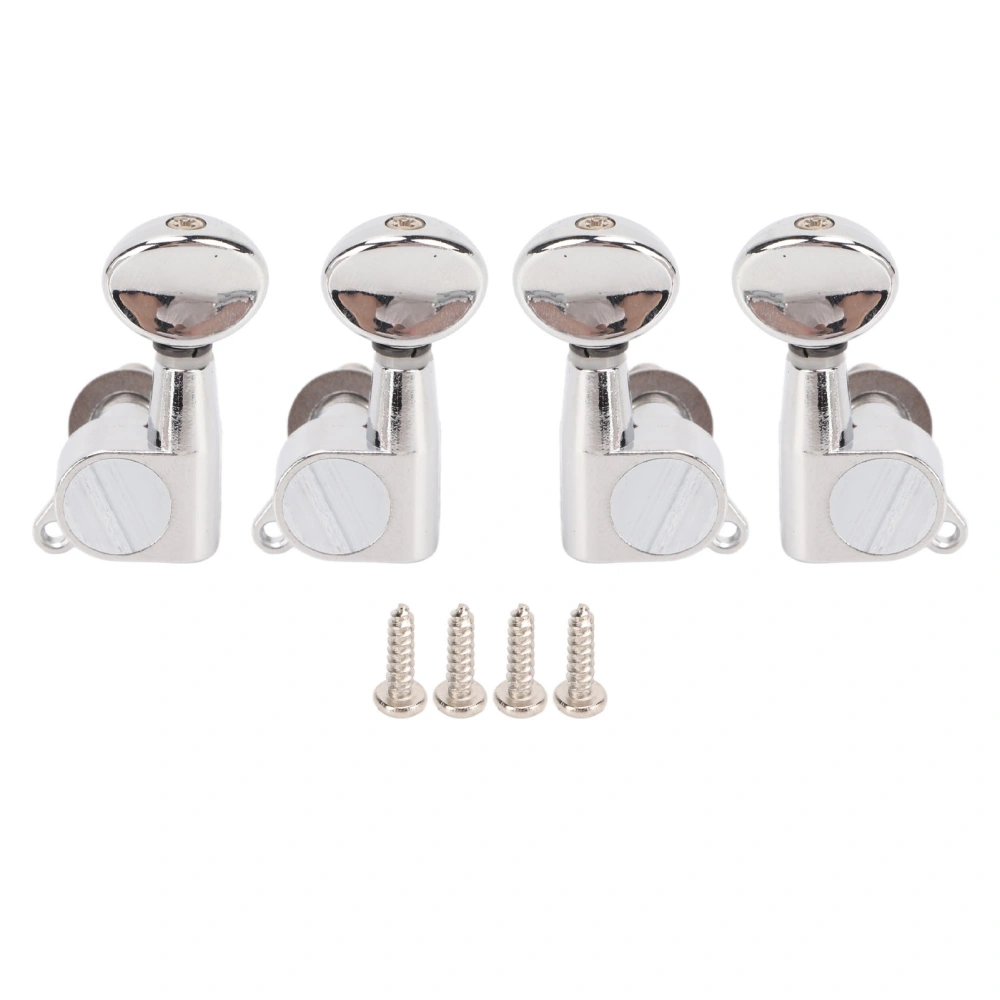4 Pcs 2L2R Ukulele Tuner Fully Enclosed Small 4 String Ukulele Tuning Machine Head with Oval Handle for Replacement