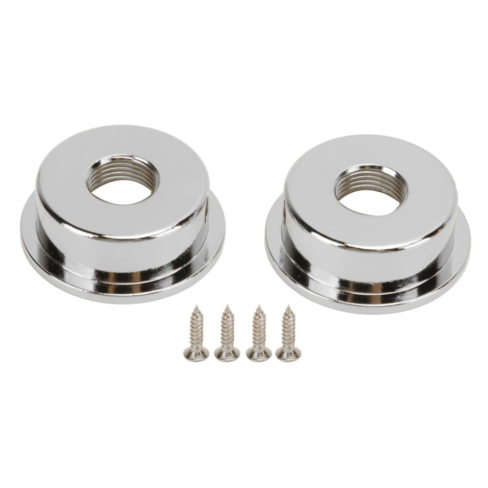 2PCS TL Electric Guitar Jack Cover Round Metal Electrosocket Plate with Mounting Screws Silver