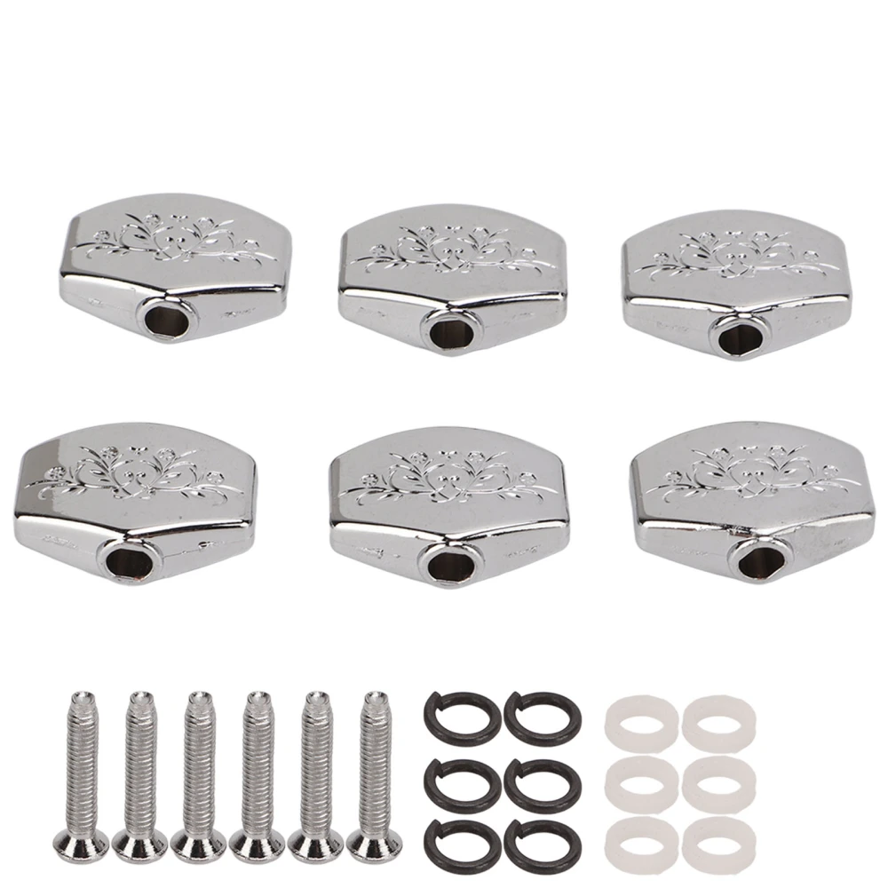 6Pcs Guitar Tuning Peg Tuners Button Machine Head Replacement Buttons Knob Metal Carved Big Square