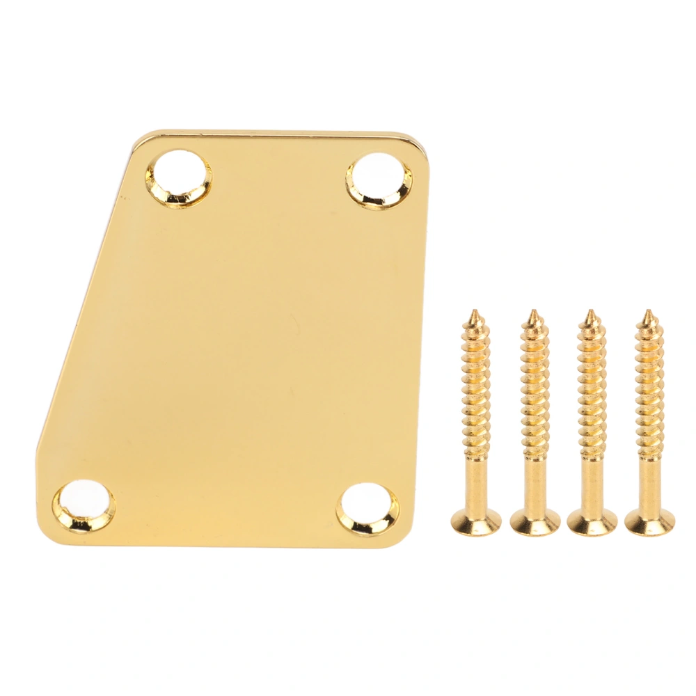 Electric Guitar Neckplate Trapezoidal Metal Neck Plate with Screw for Replacement Gold