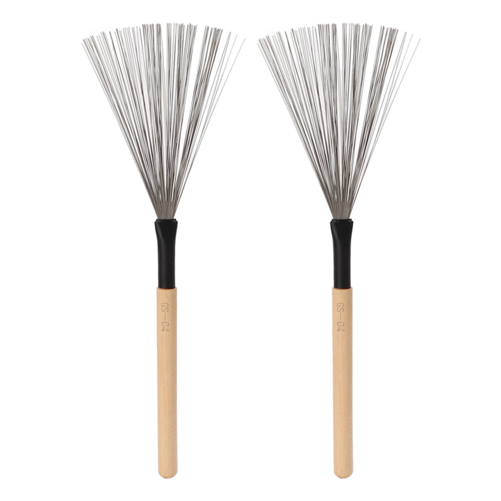 Drum Brush Steel Wire Maple Wooden Handle Percussion Tool Instrument Accessory Set Kit Wood