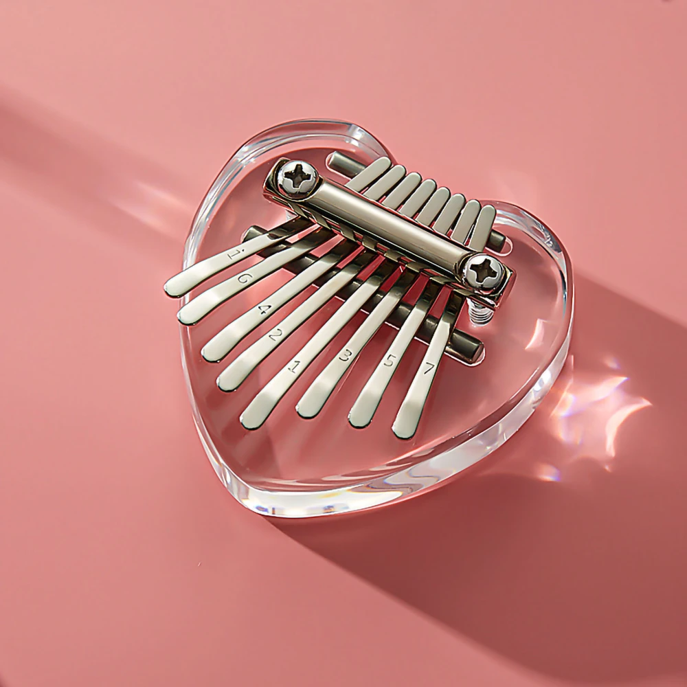 8 Tone Kalimba Acrylic Thumb Piano Mini Innovative Accessories Outdoor Leisure Instruments Children Gift Crystal Love Heart Type
