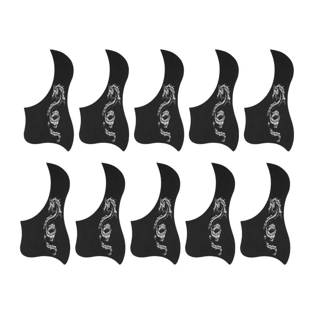 10Pcs Acoustic Guitar Pickguard Dragon Pattern Guard Plate PVC Set Kit for 40in 41in Silver