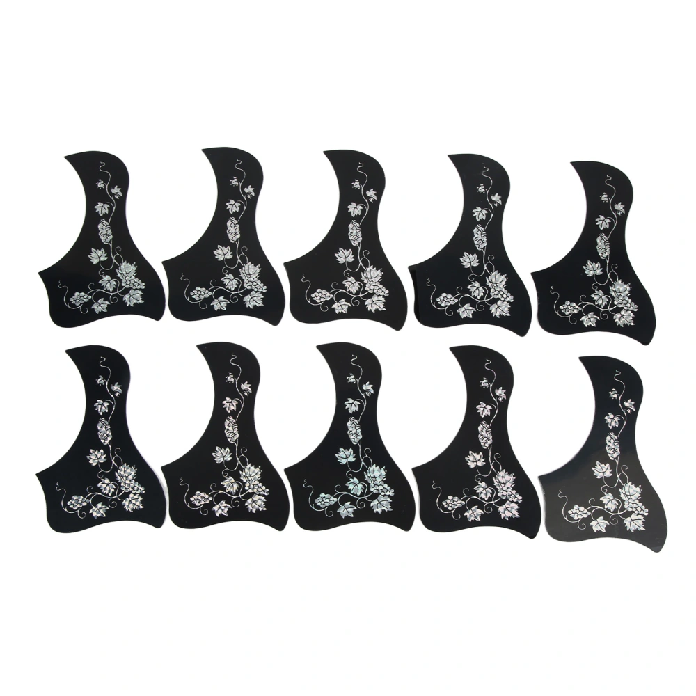 10PCS Pickguard Bird Shaped Grape Pattern PVC Anti Scratch Guard for 40in 41in Acoustic Guitar Silver