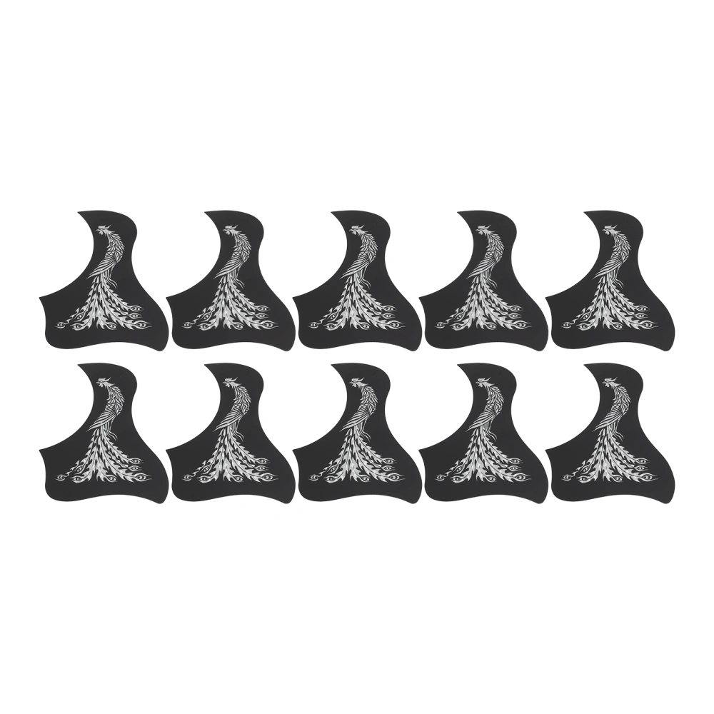 Guitar Pickguard Classic Anti Scratch Plate Protective Instrument Accessory Bird Type Phoenix Pattern 10Pcs Silver