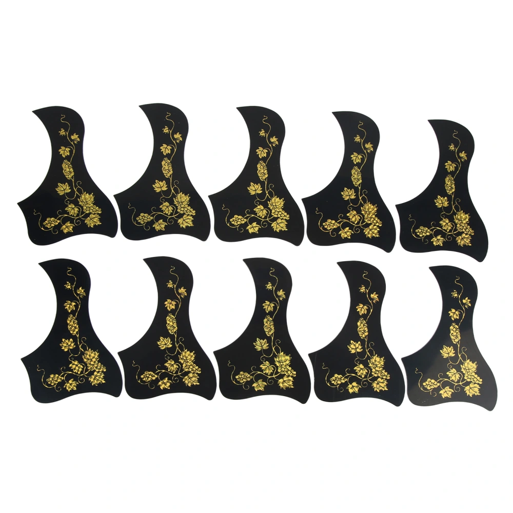 10PCS Pickguard Bird Shaped Grape Pattern PVC Anti Scratch Guard for 40in 41in Acoustic Guitar Golden