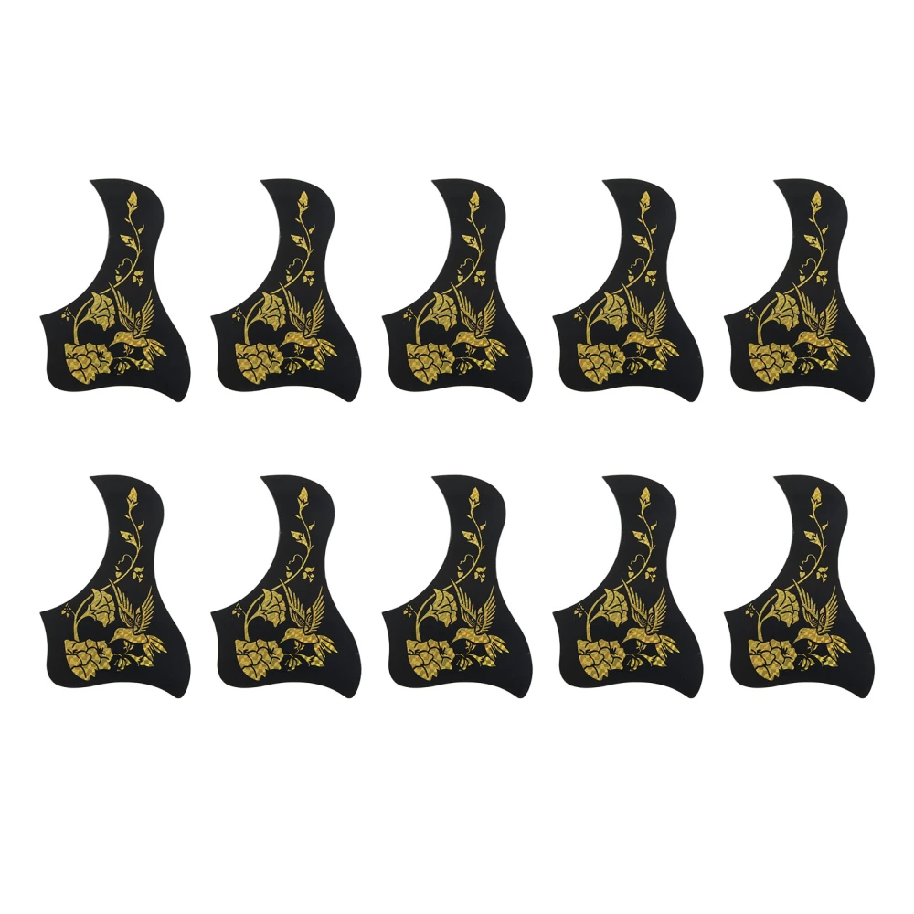 10Pcs Acoustic Guitar Pickguard Adhesive Non Scratch Hummingbird Laser for 40 41in Guitars Gold