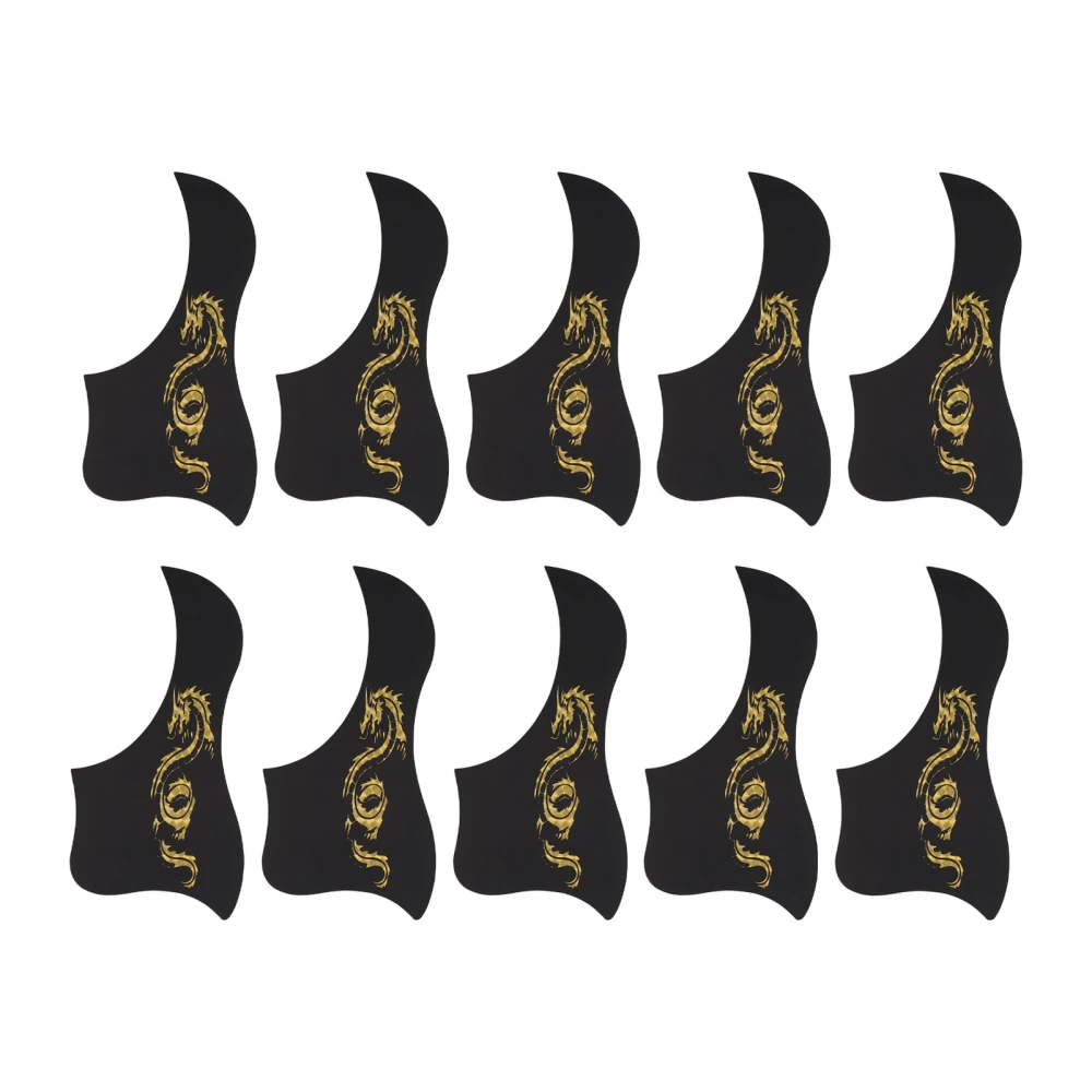 10Pcs Acoustic Guitar Pickguard Dragon Pattern Guard Plate PVC Set Kit for 40in 41in Gold