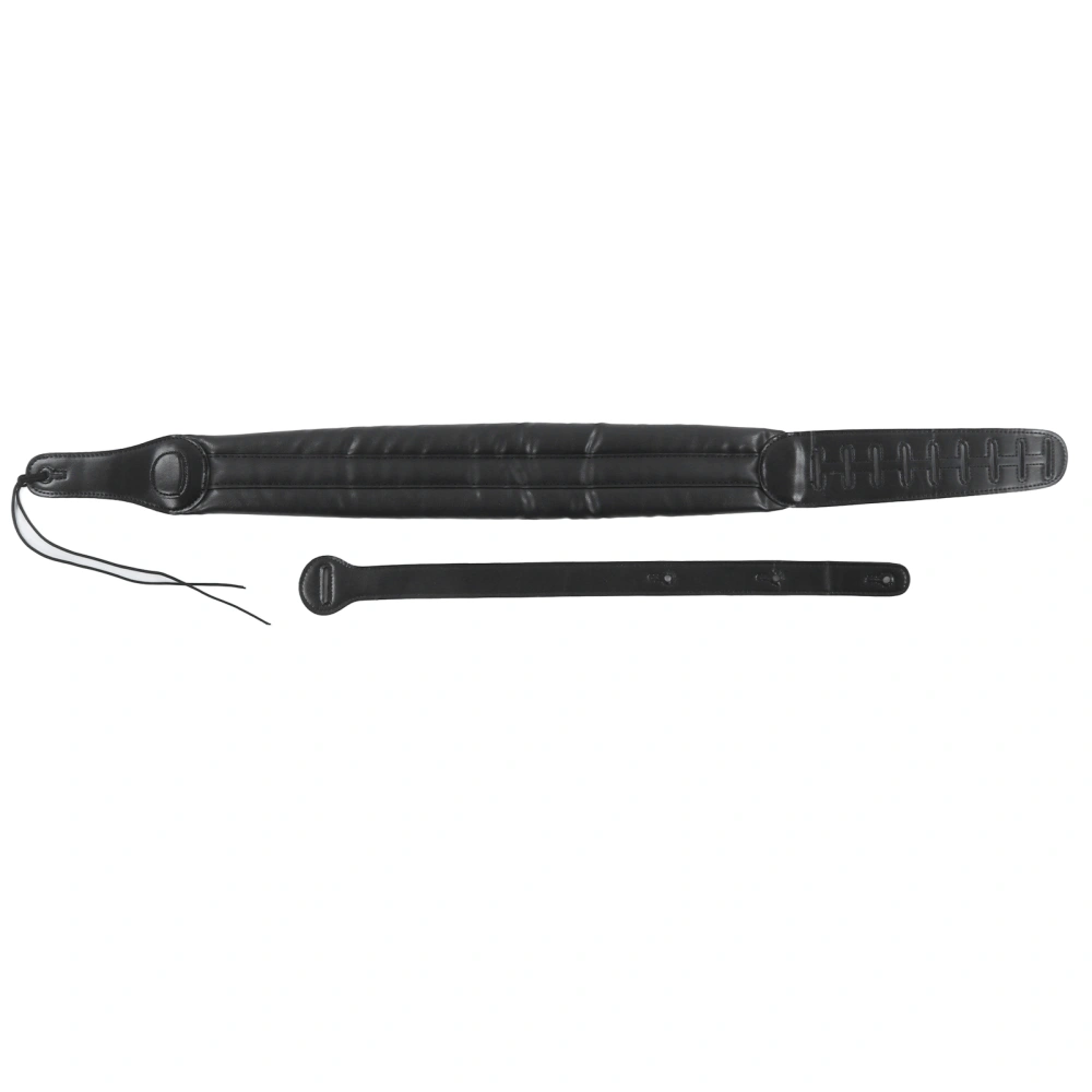 Guitar Strap Leather Adjustable Shoulder Belt Instrument Accessory for Bass Black