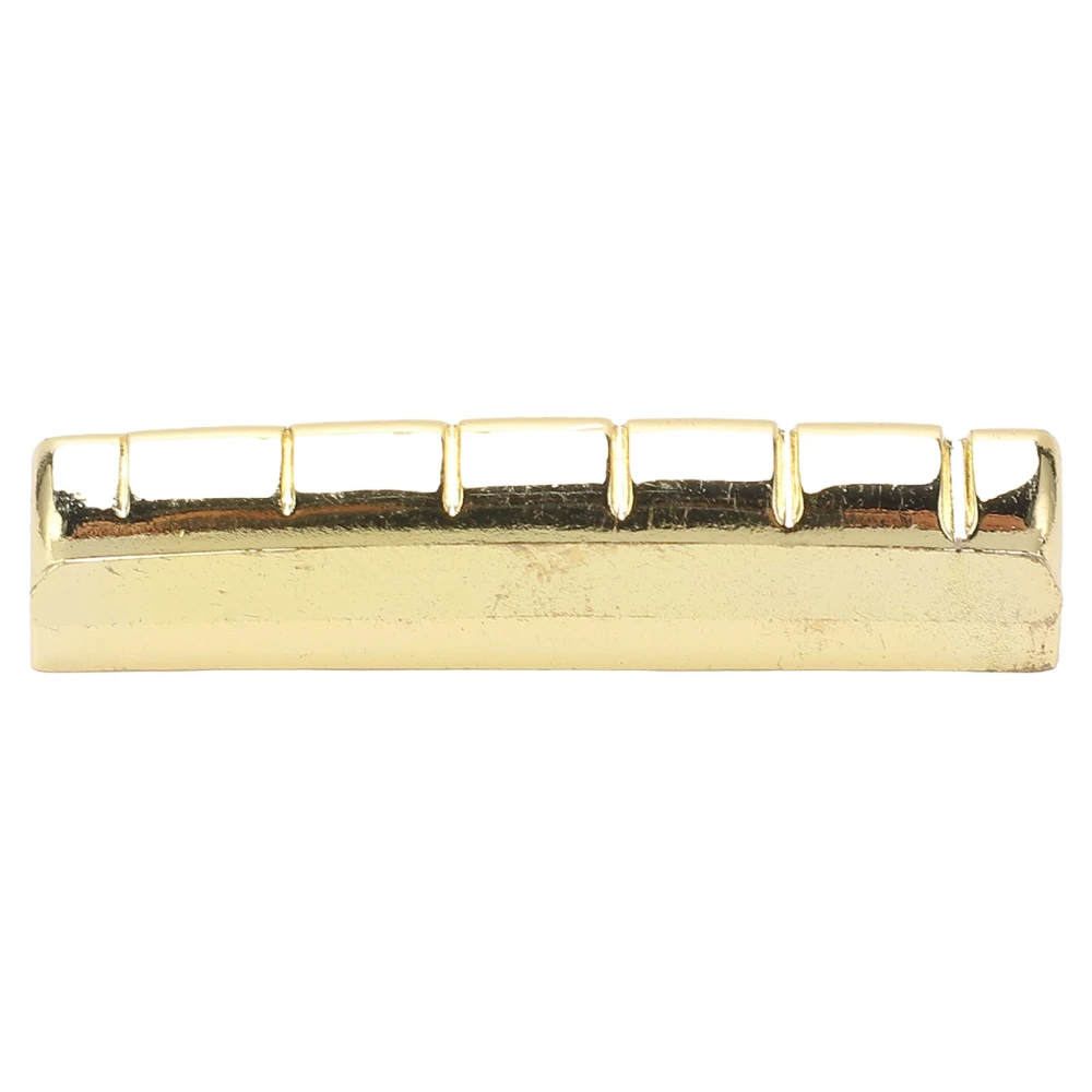 6 String Guitar Nut Replacement Portable 43mm Pre Slotted Gold Metal Folk Guitar Nut