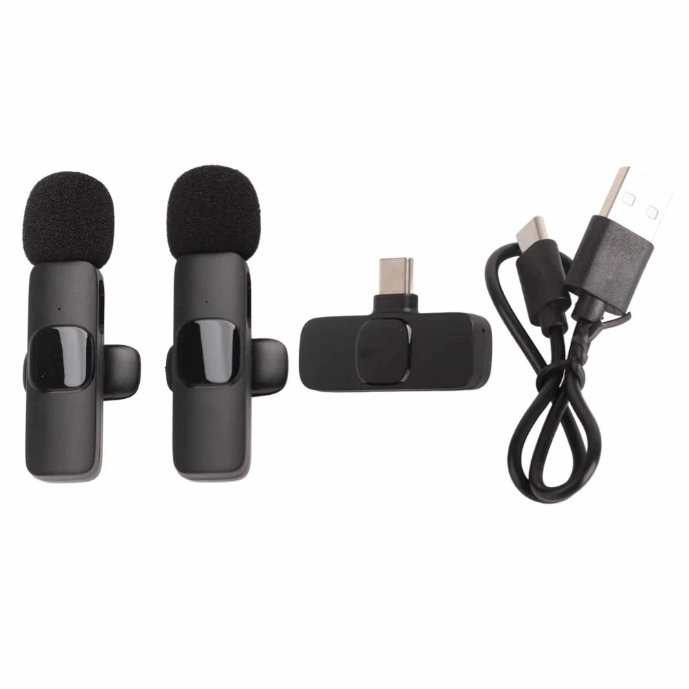 Wireless Lavalier Microphone Mini Plug and Play Live Stream Recording Lavalier Mic with Transmitter