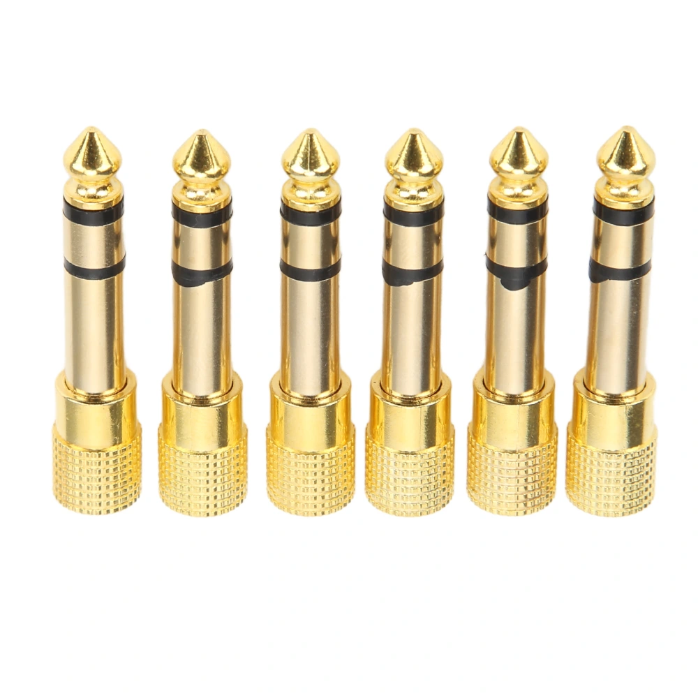 6 Pcs Headphone Adapter 3.5mm to 6.35mm Metal Microphone Converter Stereo Audio Jack Adapter for Mixer