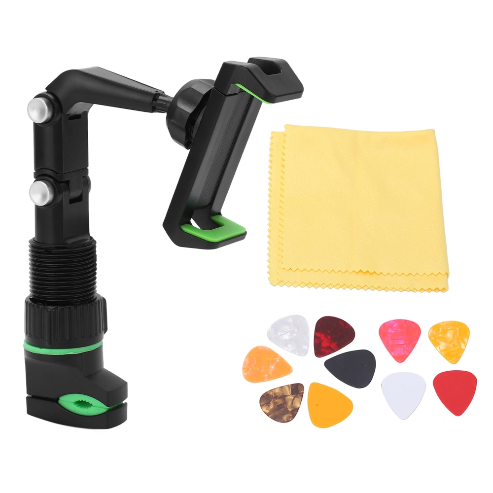 Guitar Head Phone Holder Mount for Teaching Video Recording 10Pcs Picks Wiping Cloth