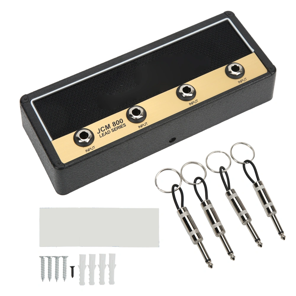 Guitar Amp Key Hanger Wall Mounting Jack Rack Includes 4 Plug Keychains 1 Wall Mounting Base(Black )