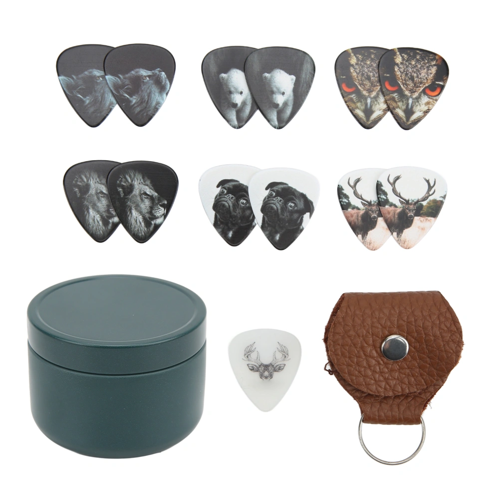 13 Pcs Guitar Picks Medium Celluloid Guitar Plectrums with Box Instrument AccessoriesAnimal