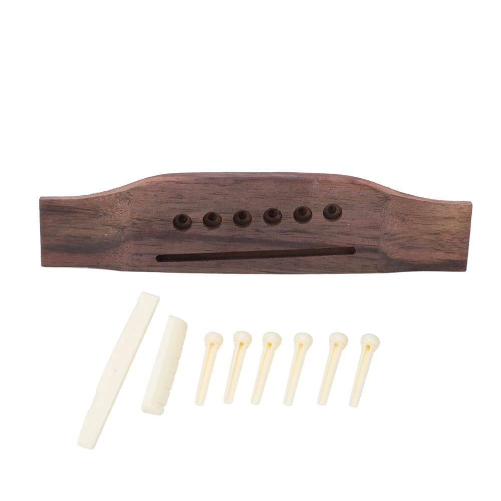 Acoustic Guitar Bridge Replacement Set 6 End Pins Saddle Nut Rosewood Parts Accessories