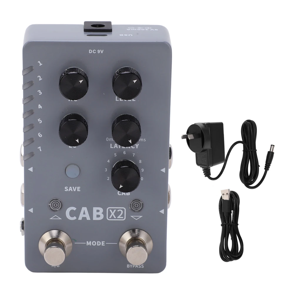 Stereo Cabinet Simulation Pedal IR Loading 2 Footswitch 2048 Sample Length Effector 100‑240VAU Plug