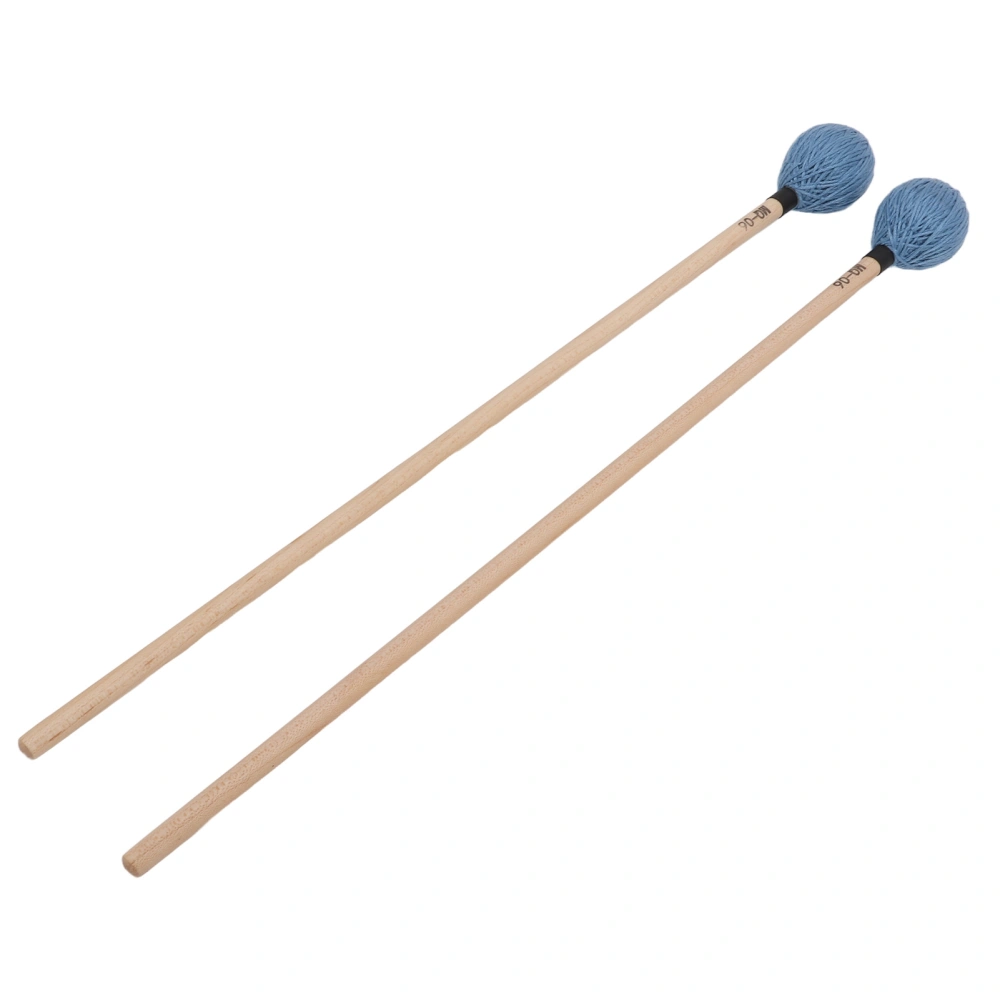 1 Pair Marimba Mallets Medium Hard Yarn Head with Maple Handle for Percussion Playing MQ‑06Blue
