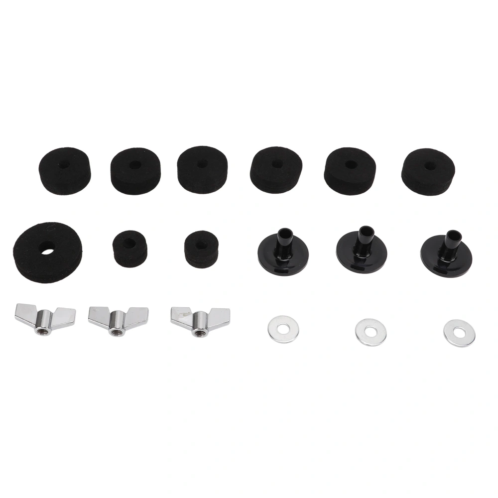 Drum Kit Non Slip Felt Pad Set Wing Nuts Stand Sleeves Cymbal Washers Replacement AccessoriesBlack