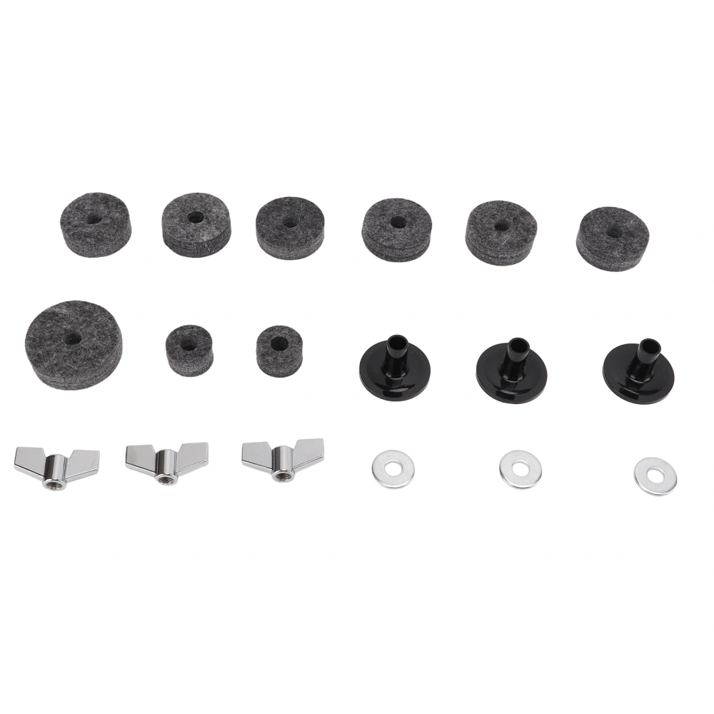 Drum Kit Non Slip Felt Pad Set Wing Nuts Stand Sleeves Cymbal Washers Replacement AccessoriesGrey