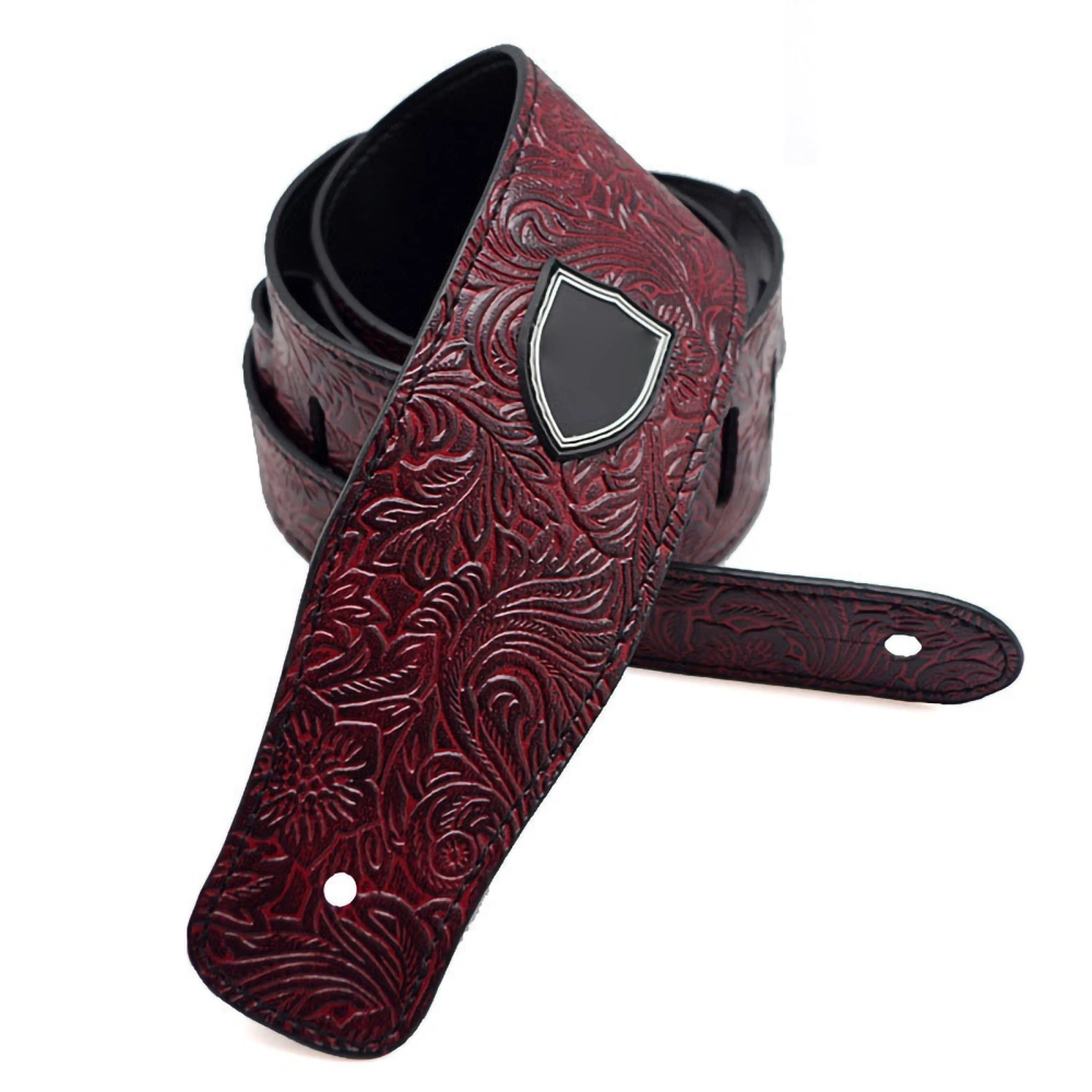 PU Leather Guitar Strap Printed Pattern Adjustable Bass Belt Stringed Instrument AccessoriesMaroon