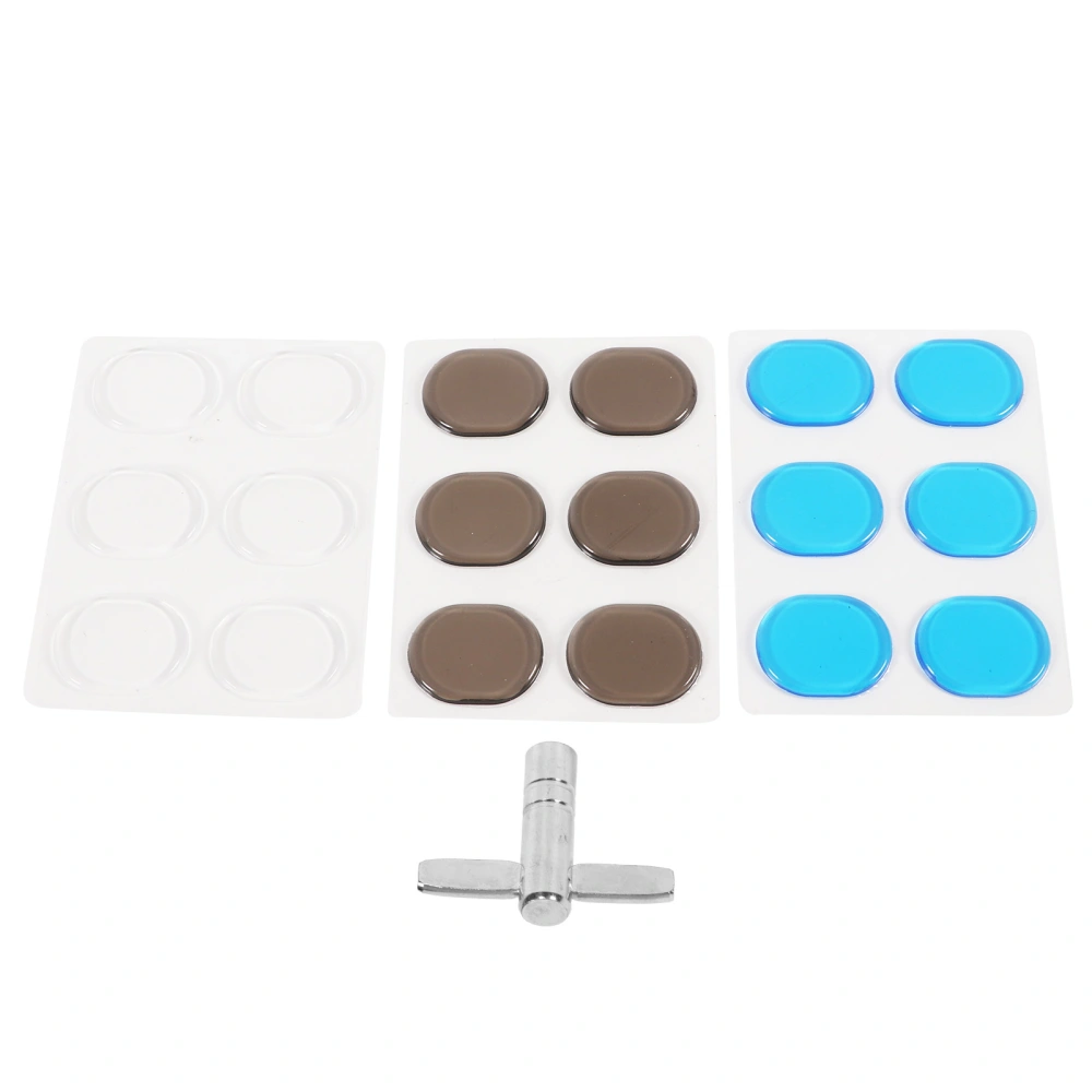 3 Sheets Silicone Mute Pad Drum Kit Soft Dampeners Replacement Sound Damping Mats with T Wrench