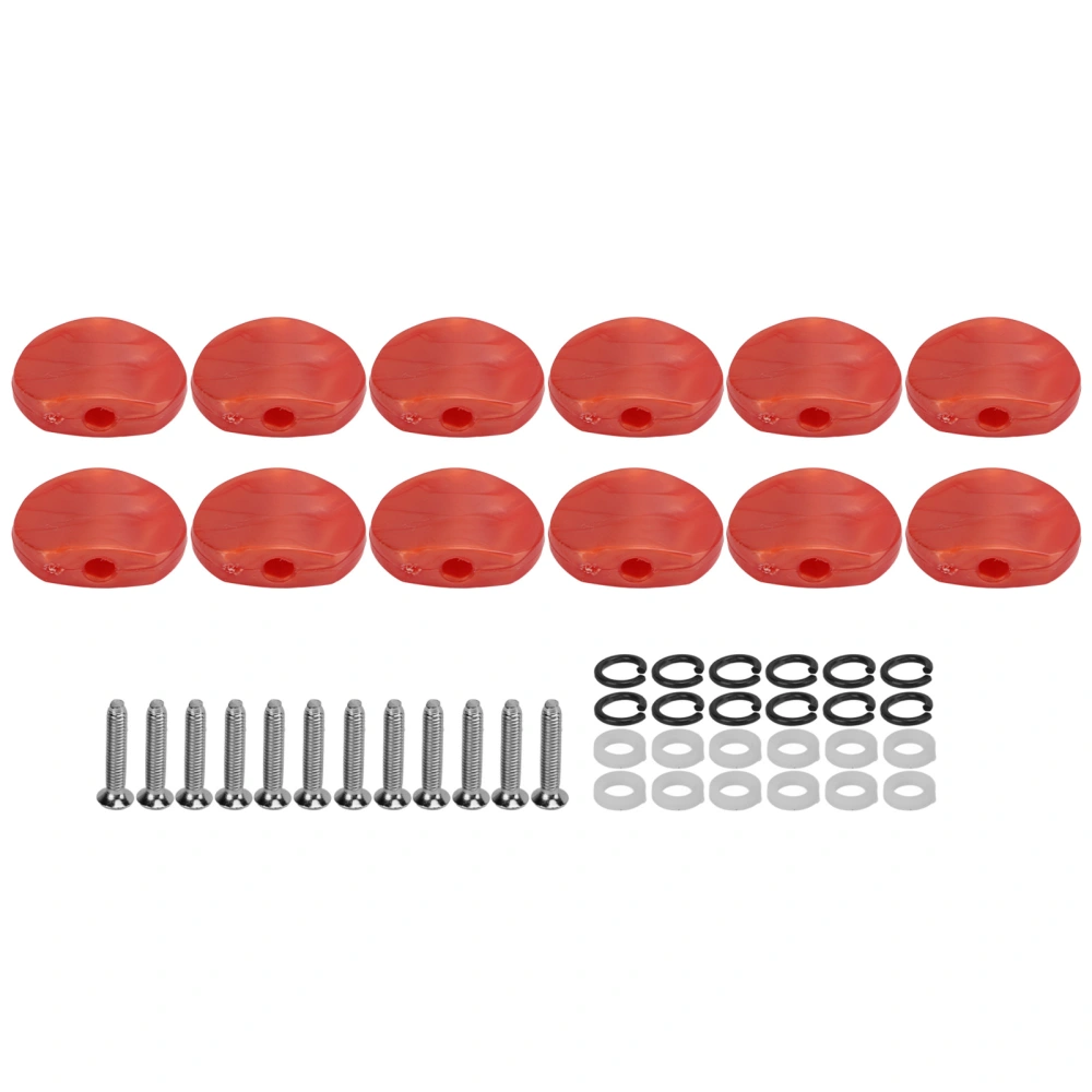 12Set Tuner Machine Head Buttons Plastic Metal Guitar Tuning Pegs Button for Electric GuitarsAgate Red