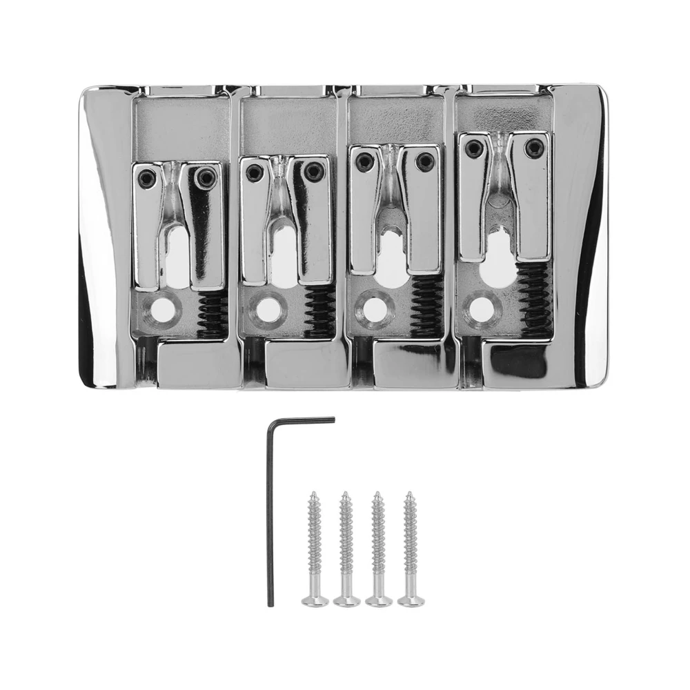 Electric Bass Bridge 4 String Metal Tailpiece Instrument Accessory Silver BA1012