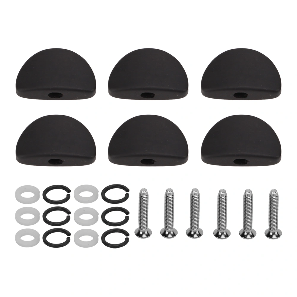 6Set Guitar Tuning Peg Buttons Ebony Metal Tuner Machine Head Button for Electric GuitarsLarge Semicircle