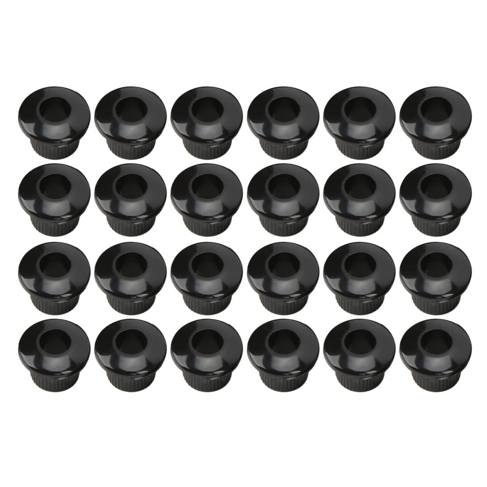 24Pcs Guitar String Button Ferrules 10mm High Performance Plastic Material Semi Closed Design Guitar PartsBlack