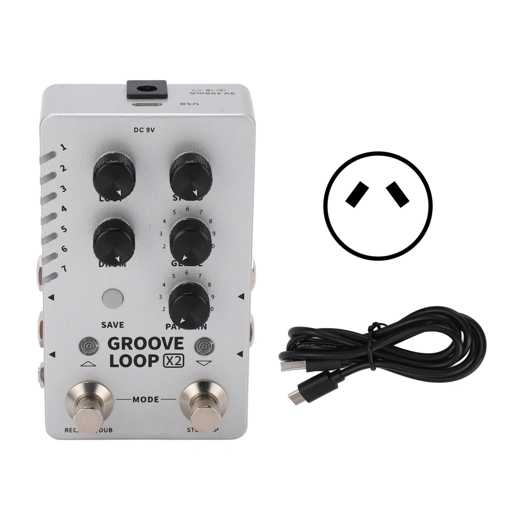 Phrase Loop Effect Stereo Drum Machine Phrase Playback Auto Alignment Pedal with USB CableAU Plug 100‑240V