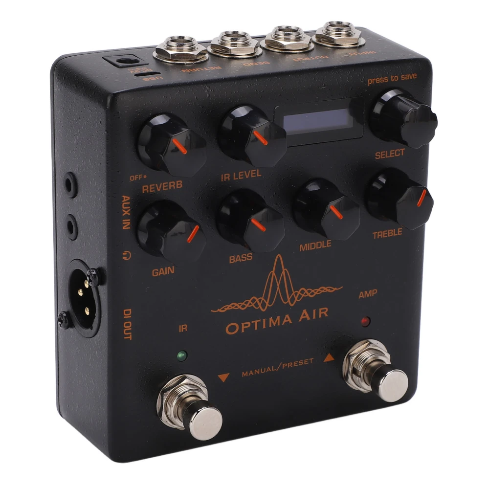 Acoustic Guitar Simulator Black Metal Dual Switch with Preamp IR Loader Capturing Mode
